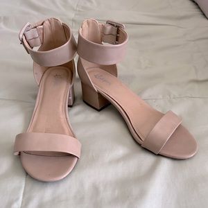 Nude chunky heels
